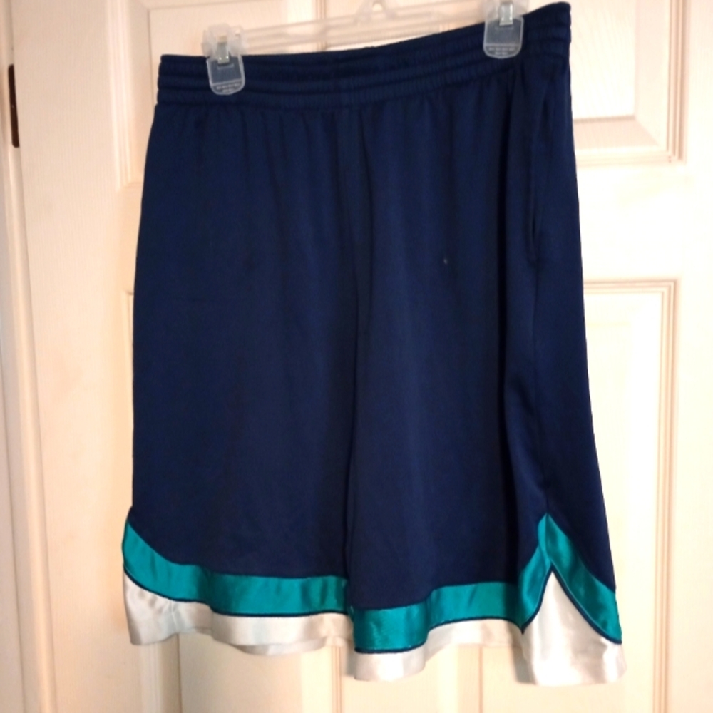 Navy Blue BCG Athletic Shorts with Teal and White Trim Size Medium